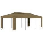 Clarence� tonnelle de jardin ext�rieur anti - uv avec double toit 3x6 m taupe 180 g / m� ll582