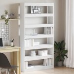 Clarencevitrine salon / porte - livres - biblioth�que blanche bois ding�nierie 100 x 30 x 198 cm �tag�re ...