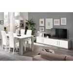 Clark - ensemble salon séjour blanc et marbre meuble tv + table 160cm Clark - ensemble salon séjour blanc et marbre meuble tv + table 160cm