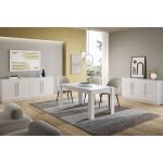 Clark - ensemble sjour laqu blanc table 190cm + buffets 3 et 4 portes