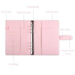 Classeur a5 cuir pu - 1 pi�ce 6 anneaux 80 pages - rose - convient pour agenda budget �tiquette