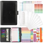 Classeur budget a6 cuir pu laser organisateur budget avec 8 pochettes depenses transparentes 40 tableaux ...