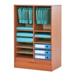 Classeur  rideau - merisier - l 70 x l 44 x h 140 cm - 16 niches - 2 kits - fermeture  cl