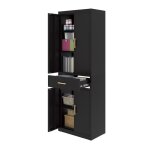 Classeur yitahome avec serrure 3 �tag�res r�glables tiroir 180 cm (h) x 60 cm (l) x 34 cm (p) noir