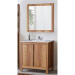 Ensemble meuble vasque + miroir - bois - 80 cm - typical oak
