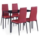 Classique set table et chaises - mobilier de salle  manger 5 pcs design pur - rouge bordeaux 41931 ...