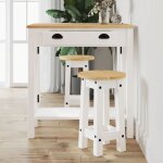Classique set table et chaises - tabourets de bar lot de 2 blanc bois massif de pin 65584