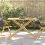 Classique table terrasse table de jardin - cfm - pliable 110x55x75 cm bambou 56228