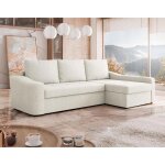 Claudia - canap� dangle droit 4 places convertible avec coffre en tissu textur� - beige