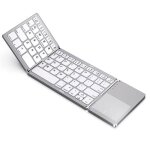 Clavier bluetooth pliable avec pav� tactile ultra fin rechargeablepliage magn�tique argent compatible ...
