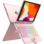 Clavier coque ipad - suteo - 360 touchpad - 7 rtroclairages - rose gold