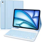 Clavier ipad air 11 inch 2024 m2 & 2025 m3azerty fran�ais clavier avec coque pour ipad air 11(mod�le:a2902 ...