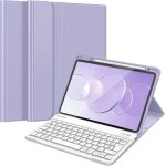 Clavier pour ipad air - azerty - sans fil - housse multipositions - mauve