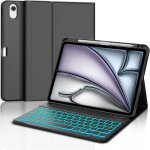 Clavier ipad air 11 pouces m3 / m2 (2025 / 2024) coque clavier azerty fran�ais r�tro�clair� 7 couleurs ...