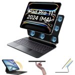 Clavier pour ipad pro 11 pouces(m4 2024 5e g�n�ration)�tui clavier avec pav� tactile r�tro�clairage support ...