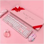 Clavier mécanique à touches rondes roses style machine à écrire rétro punk 30 motifs lumineux Clavier mécanique à touches rondes roses style machine à écrire rétro punk 30 motifs lumineux