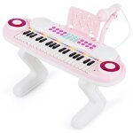Clavier piano pour enfants  37 touches portable costway - lumire rythmique - microphone - pieds dtachables ...