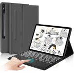 Clavier pour samsung galaxy tab s7 fe / s7 plus / s7 + / s8 + 124 clavier r�tro - �clair� 7 couleurs ...