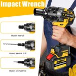 Cl� � choc brushless 21v 800 nm avec 1 battery3 vitesses variables boulonneuse � choc - 4 douilles � ...