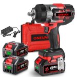 Cl  chocs sans fil 1 / 2 pouce 1700nm bote en plastique rouge - onevan - 2x 3ah batteries