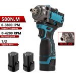 Cl� � choc sans fil avec 2 batteries tournevis electrique couple de 500 n. m 4200 tr / min lampe led ...