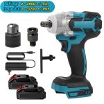 Cl  chocs sans fil 520n. m compatible makita 18v moteur brushless haute puissance 2 batteries 4000mah ...