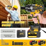 Cl  chocs sans fil brushless 800nm 3 vitesses 1 / 2 boulonneuse a choc avec 2 batteries 60 ah et douilles ...