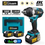 Cl� � choc sans fil - gisam - sans balais boulonneuse � choc - 18v 1800nm - 2 x 3. 0ah batteries - bo�te ...