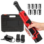 Cl� � cliquet �lectrique sans fil 3 / 8 - 68 n. m - 2 batteries 20 ah + chargeur rapide - voyant led ...