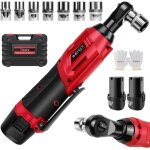 Clé à cliquet sans fil électrique 3 / 8 feytory 40nm avec 2 batteries et 7 douilles Clé à cliquet sans fil électrique 3 / 8 feytory 40nm avec 2 batteries et 7 douilles