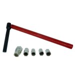 Cle lavabo speciale mitigeur  13mm + 5 douilles  8 - 9 - 10 - 11 - 12 mm rouge