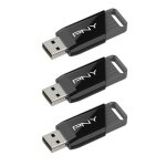 Cl� usb 128gb - pny - attach� x - pack de 3 - usb 3. 2 gen 1 - lecture 130 mo / s - noir - capuchon coulissant ...