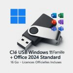 Cl usb windows 11 famille + office 2024 standard ? 16 go ? licences officielles incluses