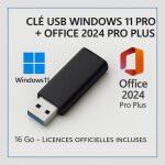 Cl usb windows 11 pro + office 2024 pro plus ? 16 go ? licences officielles incluses