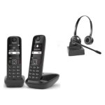 Cleyver - 2 téléphones gigaset as690 dect sans fil noir et casque duo odhw15 longue portée 2 ecouteurs ... Cleyver - 2 téléphones gigaset as690 dect sans fil noir et casque duo odhw15 longue portée 2 ecouteurs ...