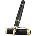 Cli - stylo - stylo plume mtal noir 038mm calligraphie fine cadeau finition or noir