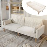 Clic clac 2 places convertible canape beige avec 2 coussin dossier inclinable et accoudoirs 5 positions ...