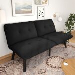 Clic clac 2 places convertible moderne noir canap futon canape 2 places convertible avec fonction couchage ...
