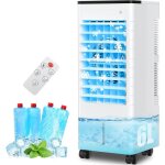 Climatiseur mobile 3 en 1 rafraichisseur dair silencieux avec 6l large r�servoir deau 3 vitesses 15h ...