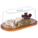 Cloche  fromage - aps - plateau avec capot en bambou et plastique - 28 x 14 x 115 cm