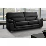 Cloe canap fixe 3 places cuir vachette noir