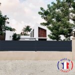 Cl�ture aluminium 3 lames mod�le plein en kit - 2 �l�ments dimensions l4154 mm (poteaux compris) x h660 ...