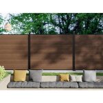 Cl�ture � poser effet bois h148 cm - kit de 9 lames en composite co - extrud� + 2 poteaux anthracite ...