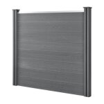 Cl�ture de jardin brise - vue avec 2 poteaux planches bois composite wpc 165 x 162 cm