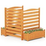 Cl�ture de jardin de climatiseur 3 panneaux autoportant costway - en bois avec jardini�re - kit sans ...