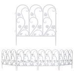 Cl�ture jardin ext�rieur en m�tal - lot de 5 - barri�re jardin d�corative blanche bordure avec motif ...