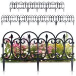 Cl�ture de jardin vilde - 8 palissades modulaires - 480 cm x 33 cm - noir
