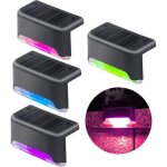 Cl�ture lampes solaires 4 pack led lumi�res solaires � capteur de couleur lumi�res de d�coration de piscine ...
