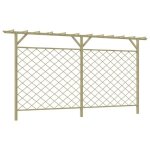 Cl�ture � lattes avec pergola - vidaxl - bois de pin impr�gn� - 335x200 cm - vert - r�sistant � la pourriture ...