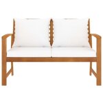 Cloud banc dextrieur banquette banc de jardin - lgant design - avec coussin crme 120 cm bois solide ...